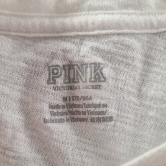 𝅺vs PINK White Grey Logo Print Crewneck Tee - Picture 2 of 4